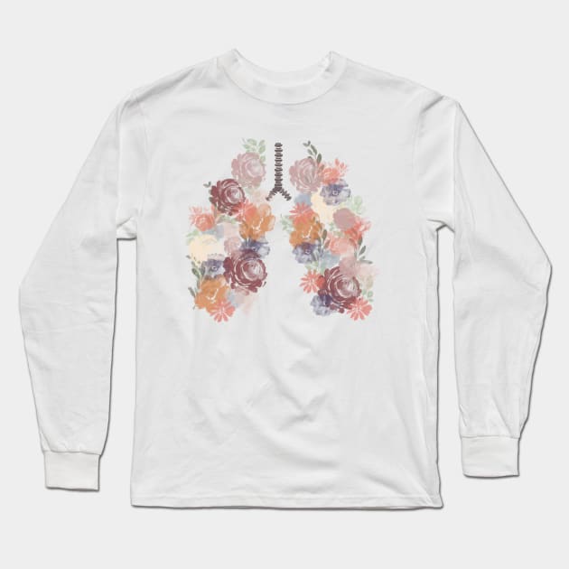 Anatomical Lungs, Flower, Medicine, Medical Artwork Long Sleeve T-Shirt by emmamarlene